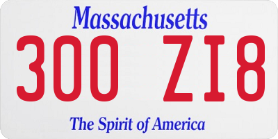 MA license plate 300ZI8