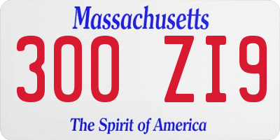 MA license plate 300ZI9