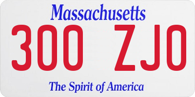 MA license plate 300ZJ0