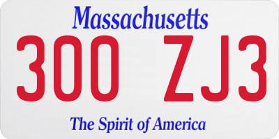 MA license plate 300ZJ3