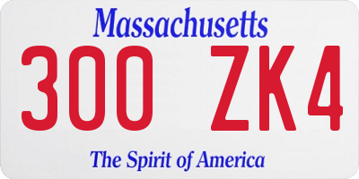 MA license plate 300ZK4