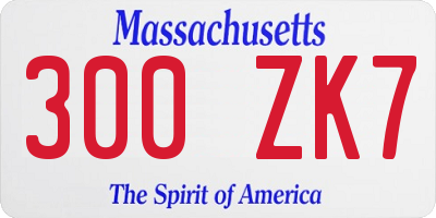 MA license plate 300ZK7