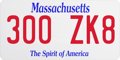 MA license plate 300ZK8