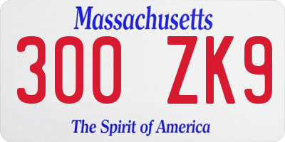MA license plate 300ZK9