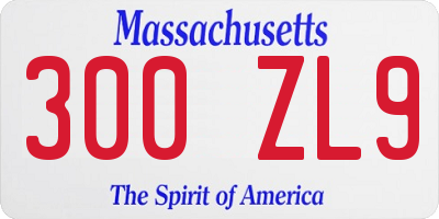 MA license plate 300ZL9