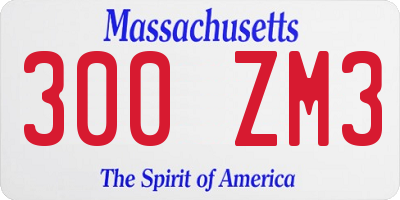 MA license plate 300ZM3