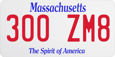 MA license plate 300ZM8