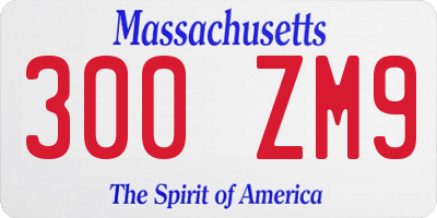 MA license plate 300ZM9