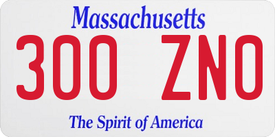 MA license plate 300ZN0