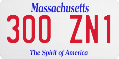 MA license plate 300ZN1