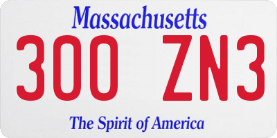 MA license plate 300ZN3