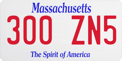 MA license plate 300ZN5