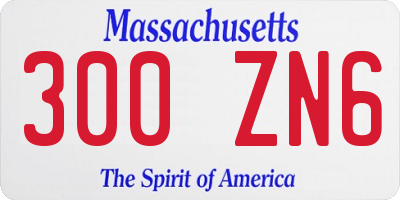 MA license plate 300ZN6