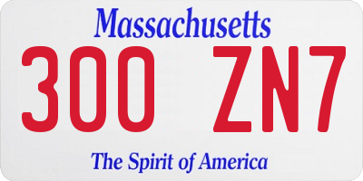 MA license plate 300ZN7