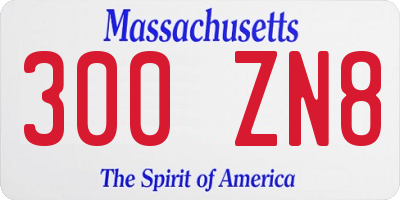 MA license plate 300ZN8