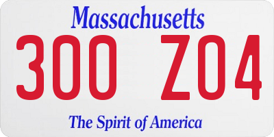 MA license plate 300ZO4