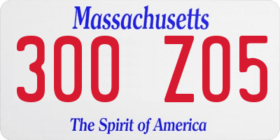 MA license plate 300ZO5