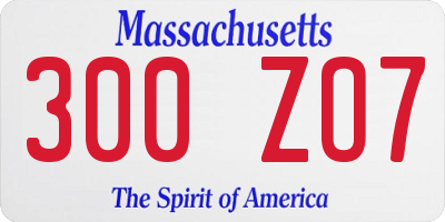 MA license plate 300ZO7
