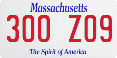 MA license plate 300ZO9