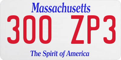 MA license plate 300ZP3