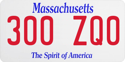 MA license plate 300ZQ0