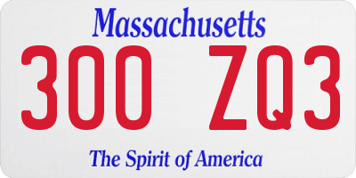 MA license plate 300ZQ3