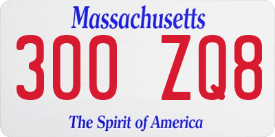 MA license plate 300ZQ8