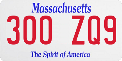 MA license plate 300ZQ9