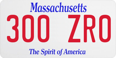 MA license plate 300ZR0