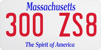 MA license plate 300ZS8