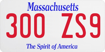 MA license plate 300ZS9