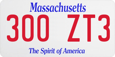 MA license plate 300ZT3