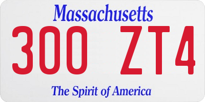 MA license plate 300ZT4