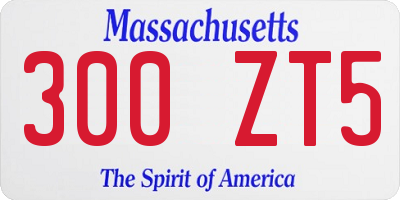 MA license plate 300ZT5