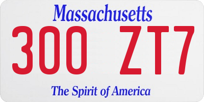 MA license plate 300ZT7