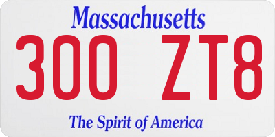 MA license plate 300ZT8