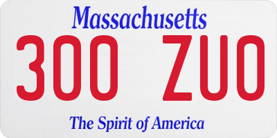 MA license plate 300ZU0