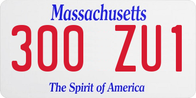 MA license plate 300ZU1