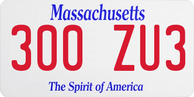 MA license plate 300ZU3