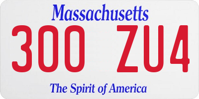 MA license plate 300ZU4