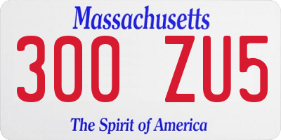MA license plate 300ZU5