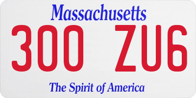 MA license plate 300ZU6
