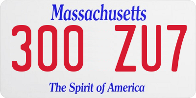 MA license plate 300ZU7