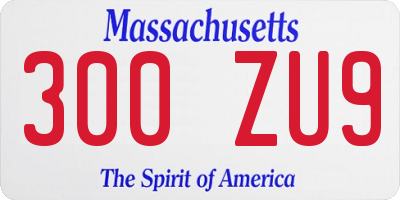 MA license plate 300ZU9