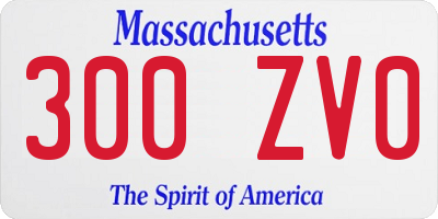 MA license plate 300ZV0