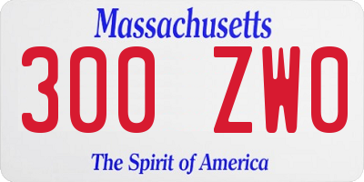 MA license plate 300ZW0