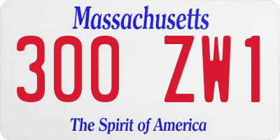 MA license plate 300ZW1