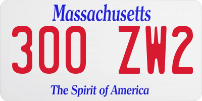 MA license plate 300ZW2