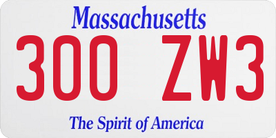 MA license plate 300ZW3