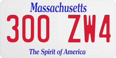 MA license plate 300ZW4